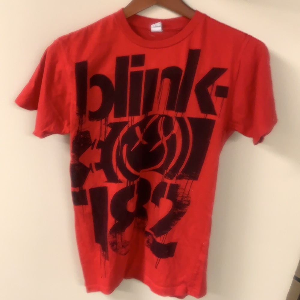 Blink 182 Red T Graphic Tee Size Small And Poster - image 2